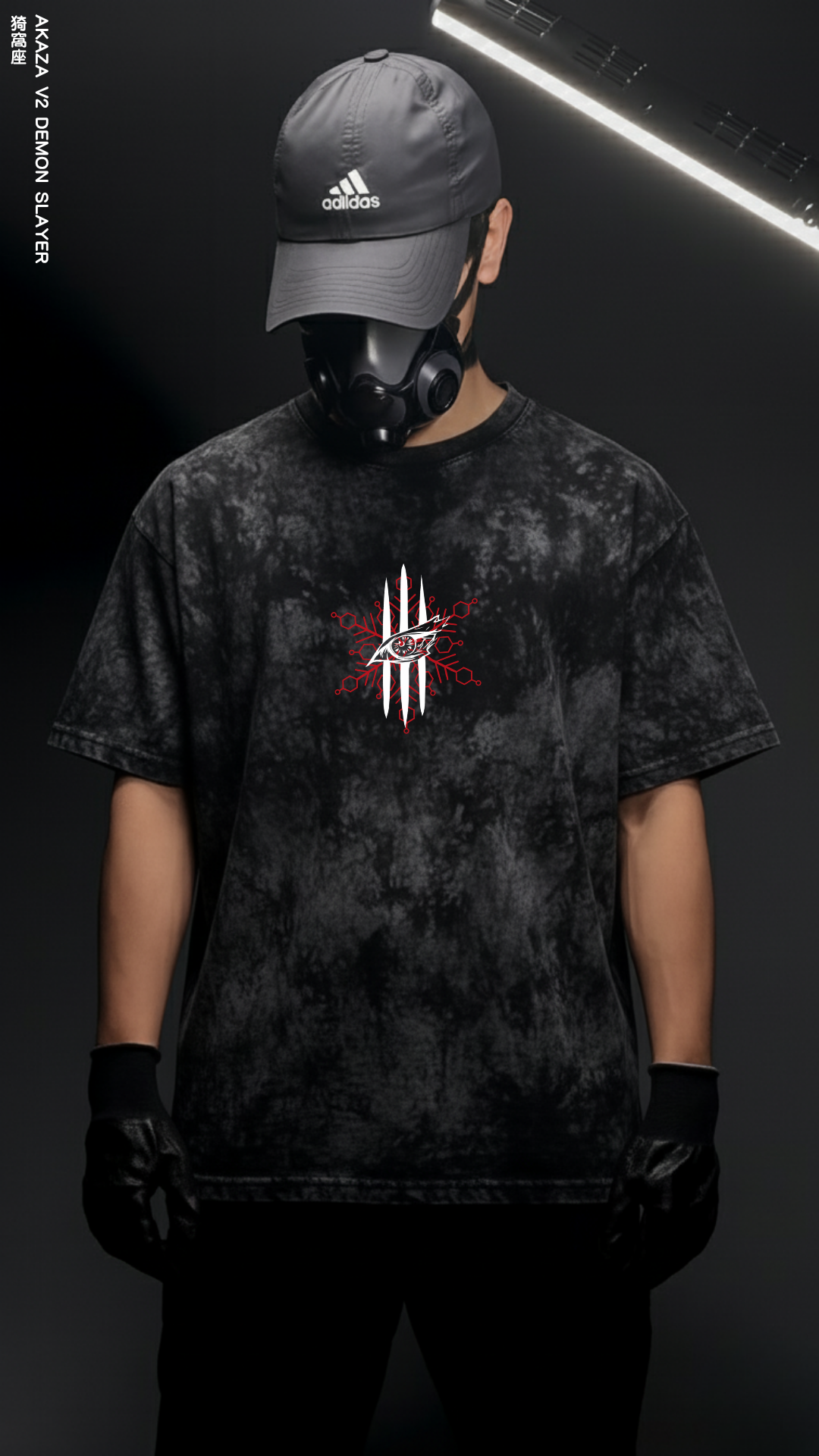 AKAZA DEMON SLAYER V2/ STONE WASHED OVERSIZED TEE