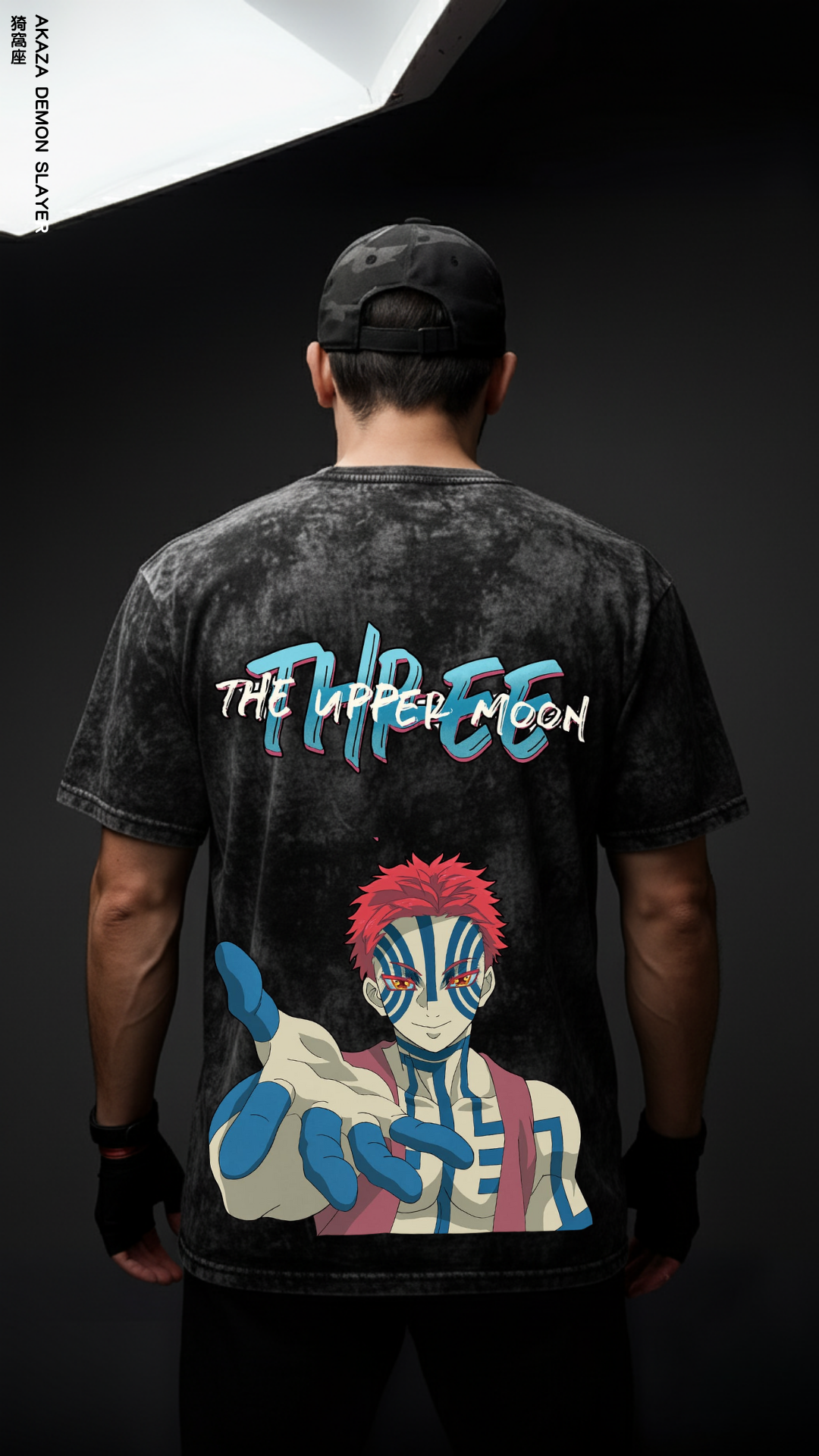 AKAZA DEMON SLAYER/ STONE WASHED OVERSIZED TEE