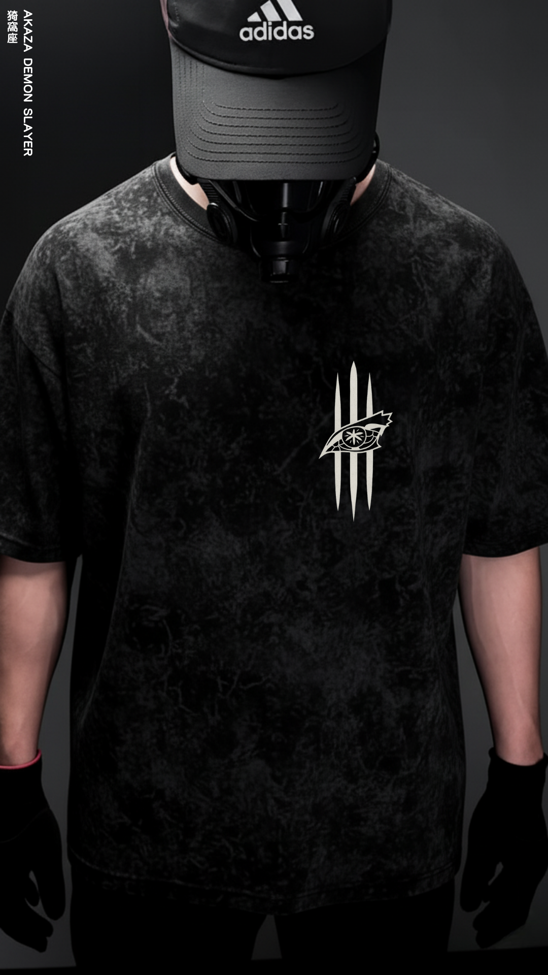 AKAZA DEMON SLAYER/ STONE WASHED OVERSIZED TEE