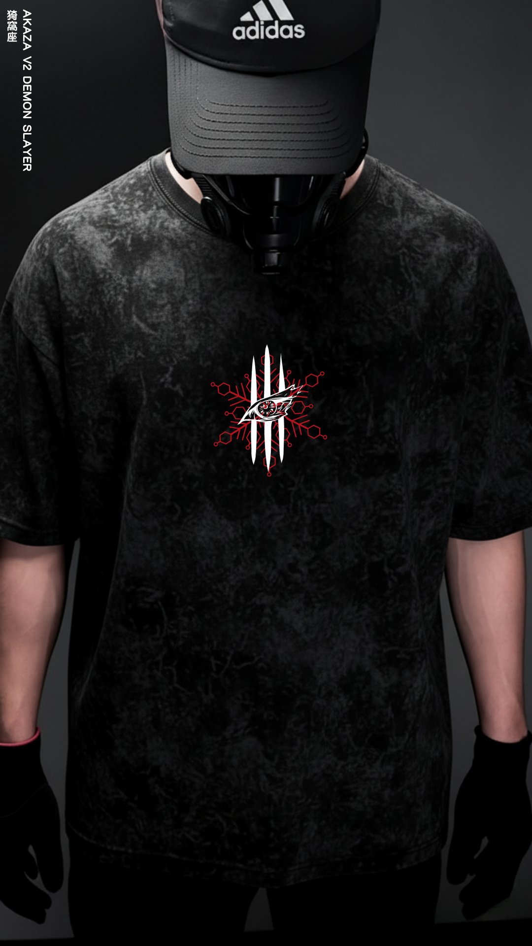 AKAZA DEMON SLAYER V2/ STONE WASHED OVERSIZED TEE