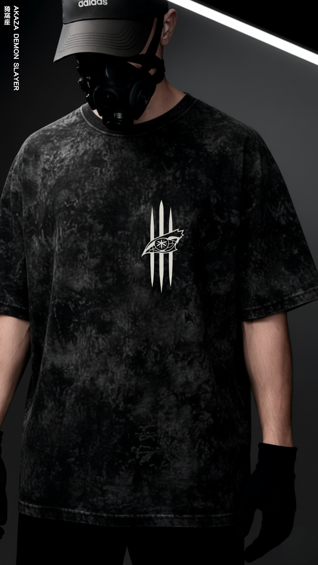 AKAZA DEMON SLAYER/ STONE WASHED OVERSIZED TEE