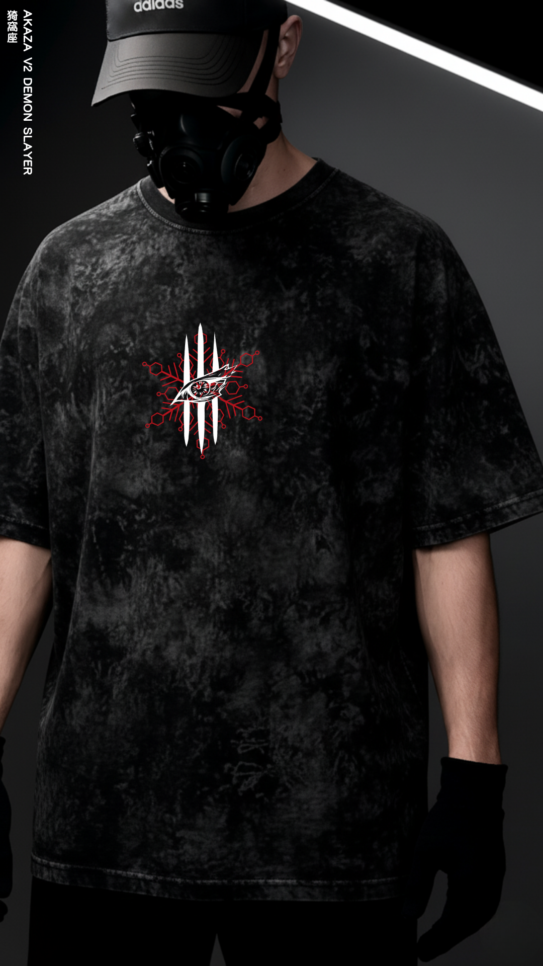 AKAZA DEMON SLAYER V2/ STONE WASHED OVERSIZED TEE