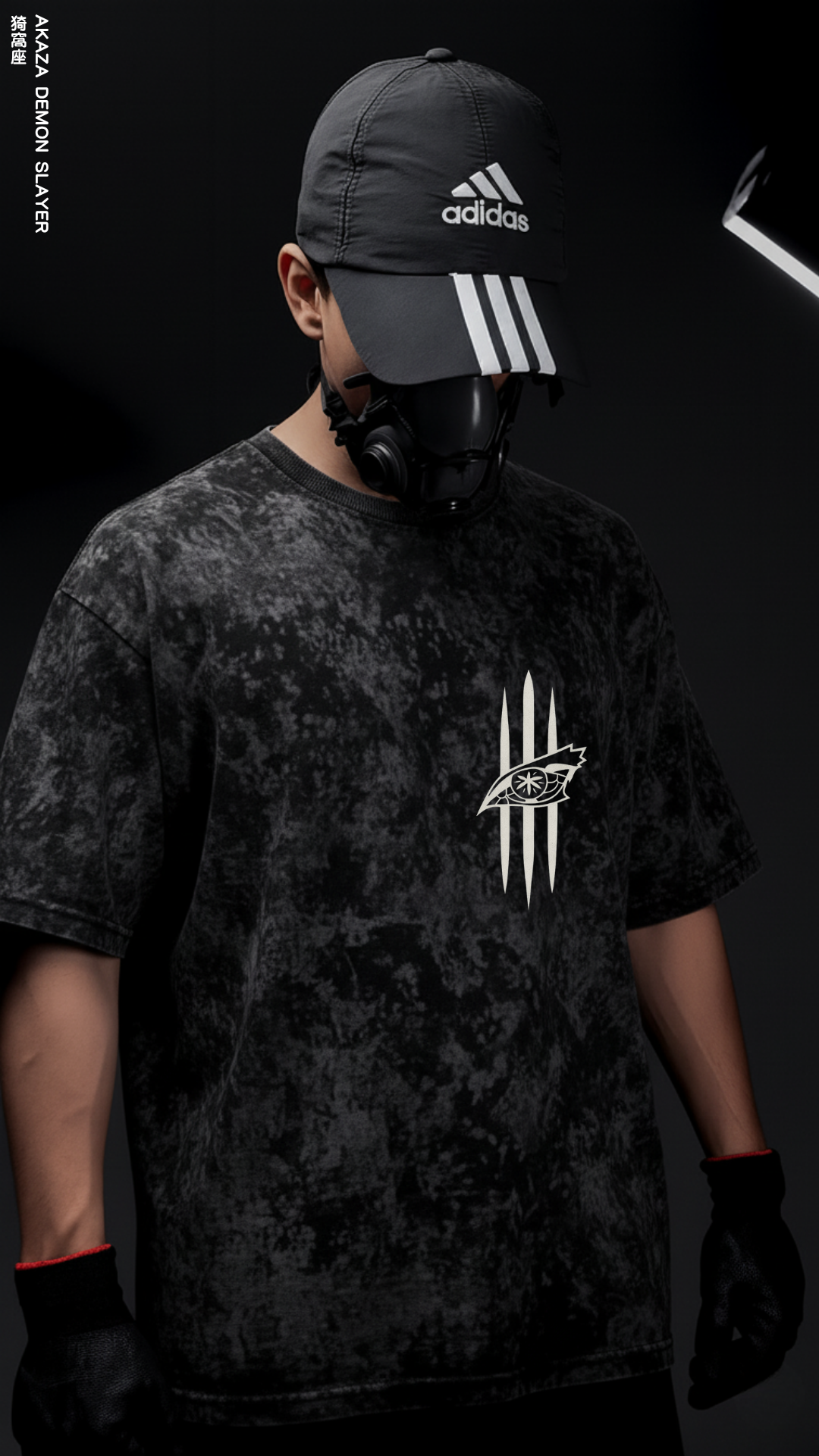AKAZA DEMON SLAYER/ STONE WASHED OVERSIZED TEE