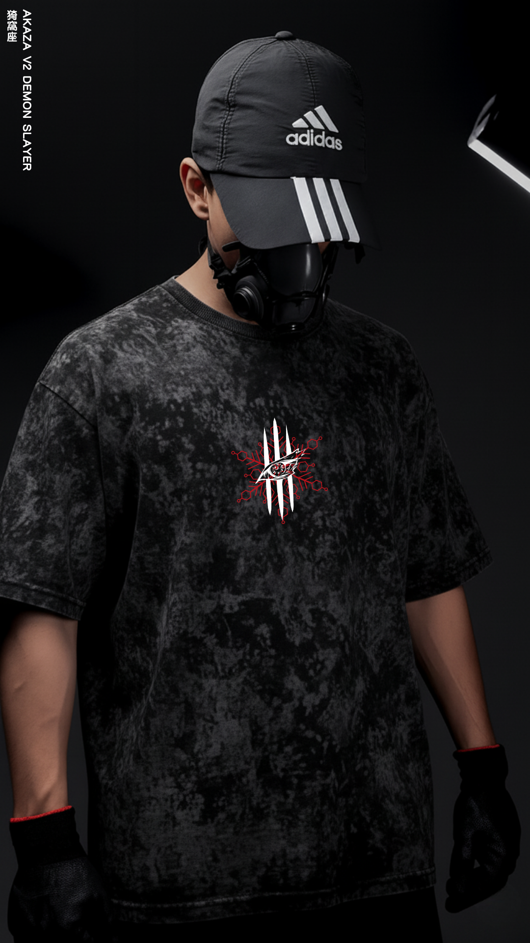 AKAZA DEMON SLAYER V2/ STONE WASHED OVERSIZED TEE