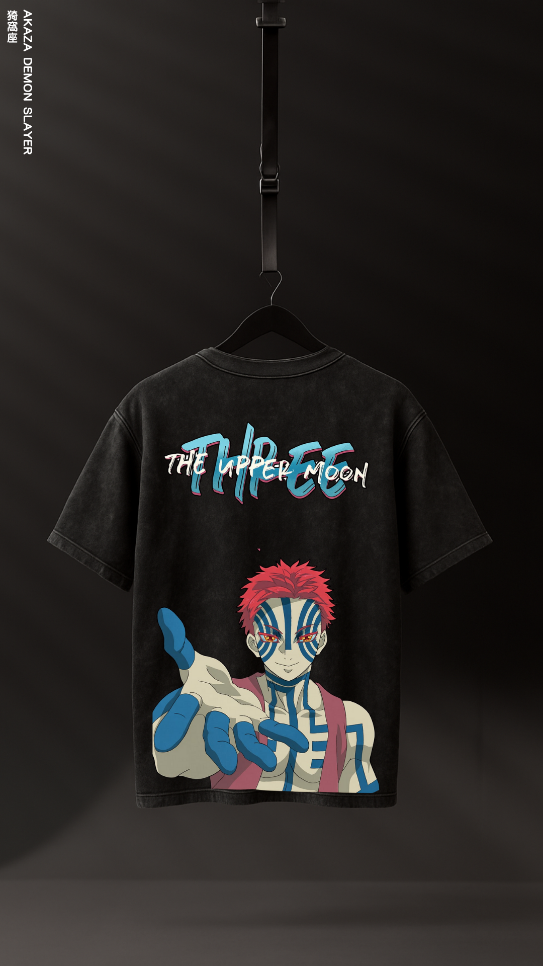 AKAZA DEMON SLAYER/ STONE WASHED OVERSIZED TEE